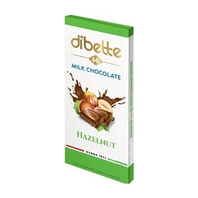 Diabette Choco Mléčná s fruktózou plněná kakaovým krémem s lískovo-oříškovou příchutí 80 g