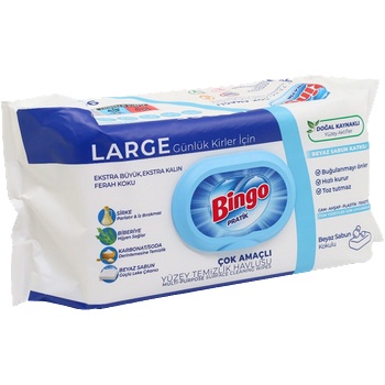 BINGO санитарни мокри кърпи, Бял сапун, 96 броя, 1100гр