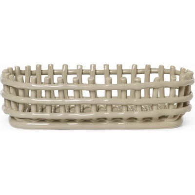 ferm LIVING Keramický koš Oval Cashmere