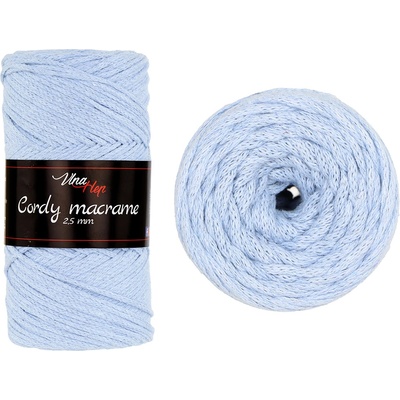 Vlna-hep Cordy macrame 2,5mm - šňůra bavlna Cordy macrame 2,5mm: nová - 8422 Světle modrá