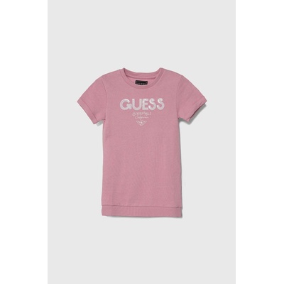 Guess Детска памучна рокля Guess в розово къса със стандартна кройка (K4RK07.KA6R4.PPYH)