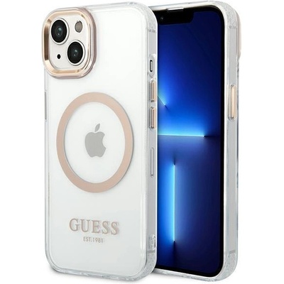 GUESS Кейс Guess GUHMP14SHTRMD за iPhone 14 6.1", златен / златен, твърд, Metal Outline Magsafe (GUE002418-0)