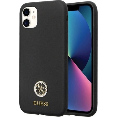 GUESS Кейс Guess GUHCN614DGPK за iPhone 11 / Xr, черен, Silicone Logo Strass 4G (3666339148386)