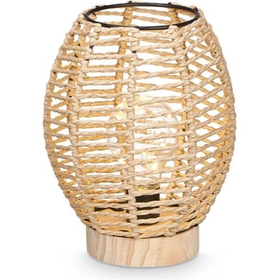 Настолна лампа Giftdecor, овална, с дървена основа и въже (2123050041)