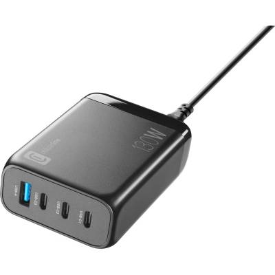 Cellularline Зарядно 220V GaN+ Multi Desk 4 порта 130W черно UK Plig 15495