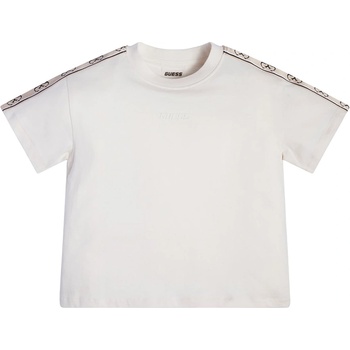 Image 1 of GUESS Къса тениска в цвят шампанско за момиче с контрастни ивици Guess