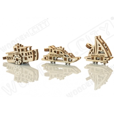 Wooden City 3D puzzle mini sada Widgets: Lodě 28 ks