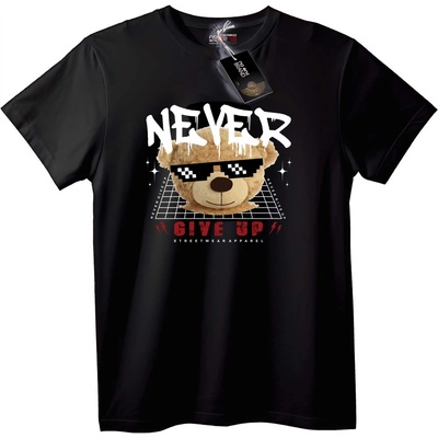 NOONEBRAND Тениска Никога не се Предавай с Мече - 3XL, White