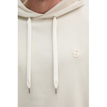 HUGO BOSS Памучен суичър boss мъжки в бежово с качулка с изчистен дизайн 50544099 (50544099)