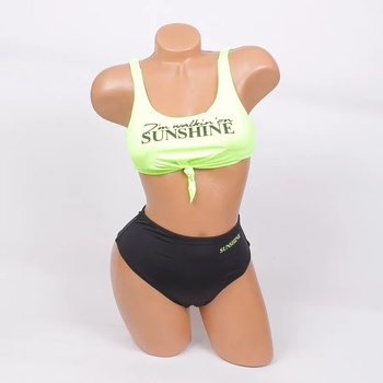 Image 1 of Дамски бански с бюстие в неоново зелено и черно - чашка В