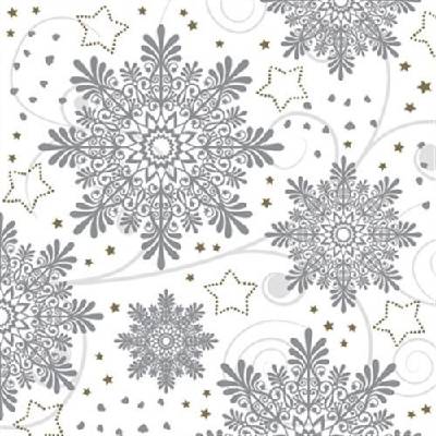 TAT servítky Snowflakes silver 33x33cm