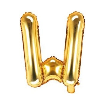 PartyDeco Fóliový balónek písmeno W zlatý 35 cm