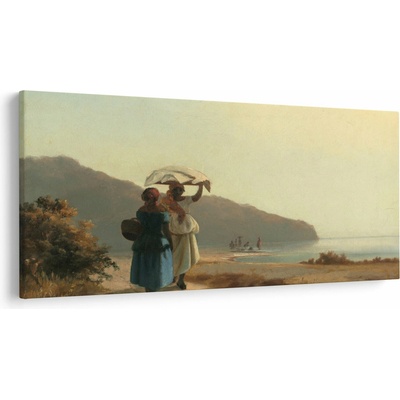 Obraz - Camille Pissarro, Two Women Chatting by the Sea, St. Thomas, reprodukcia, jednodielne 200x100 cm