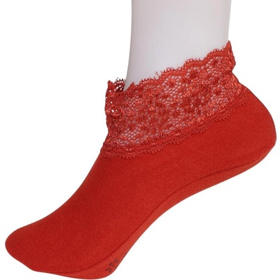 Поларени чорапи в керемиден цвят с дантела