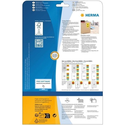 Herma Самозалепващи се етикети, A4, 70 х 37 mm, жълти, 24 бр (1540100132)