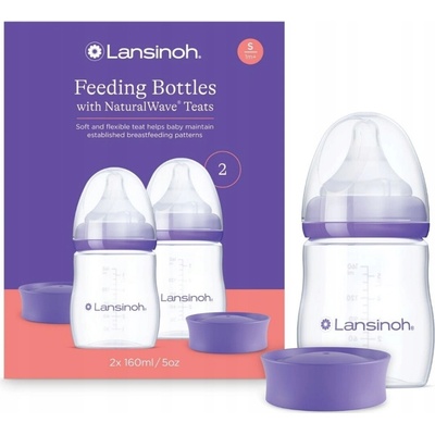 Lansinoh set lahviček Natural Wave se savičkou fialová 2x160 ml
