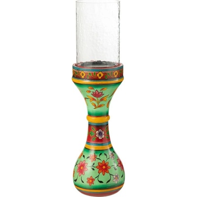 Dřevěný barevný kulatý svícen Mumbai mango wood - Ø 13*46 cm - J-Line by Jolipa