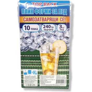 Top pack плик форми за лед, Самозатварящи се, 10 плика, 240 ледчета, 3кг лед