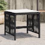 vidaXL Външни табуретки с възглавници 4 бр черни 41x41x36 см полиратан (365055)