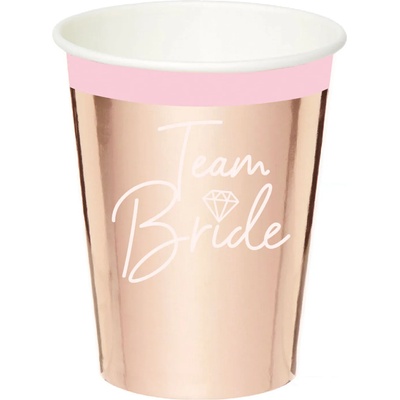 Amscan Розово-златни чаши - Team Bride 8 бр. 250 мл