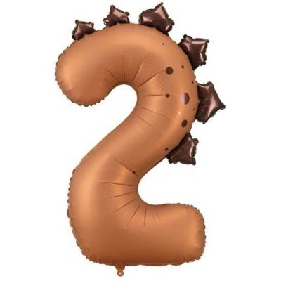 Party Deco Фолиев Балон Цифра Динозавър 92 см - ДВЕ (fb315-2)