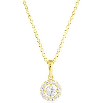 Gemmax Zlatý řetízek s kulatým přívěskem se zirkony GLSYB-34781-36261