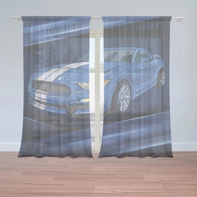 Sablio Záclony Mustang Modré pozadie s pruhmi: 2ks 150x250cm