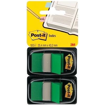 3M Záložky Post-it Index široké 25,4x43,2 zelená 2ks