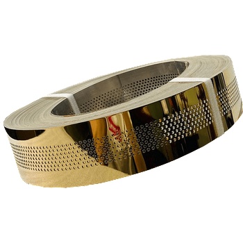 Image 1 of Огледална Декоративна Самозалепваща Стоманена Лайстна | Цвят: Злато Перфорирана | 50 мм (50mm*3m перфорирана)