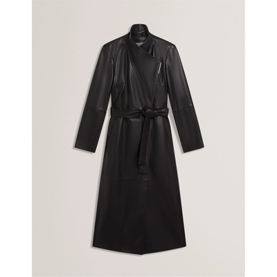 Ted Baker Палто Ted Baker Women's Leather Wrapcoat Overcoat - Black