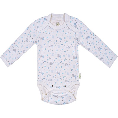 Bio Baby Бебешко боди с дълъг ръкав Bio Baby - Органичен памук, 68 cm, 4-6 месеца, бяло-синьо (97220134)