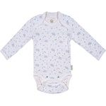 Bio Baby Бебешко боди с дълъг ръкав Bio Baby - Органичен памук, 68 cm, 4-6 месеца, бяло-синьо (97220134) - ozone