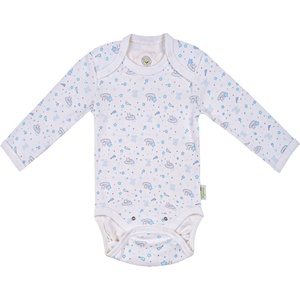 Bio Baby Бебешко боди с дълъг ръкав Bio Baby - Органичен памук, 68 cm, 4-6 месеца, бяло-синьо (97220134) - ozone