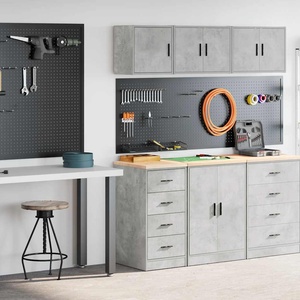 vidaXL гаражни шкафове, 2 бр, бетонно сиви, инженерно дърво (3328326)