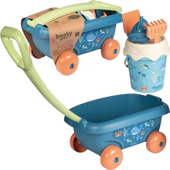 Smoby Vozík na tahání z cukrové třtiny Ocean Bio Sugar Cane Beach Cart s kyblíčkem – z kolekce Smoby Green 100% recyklovatelné od 18 měsíců