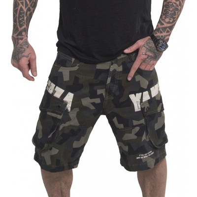 Yakuza cargo šortky BUMP CARGO CSB 23001 camouflage zelený a hnedý maskáč