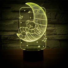Beling Detská lampa, Spiaci medveď, 7 farebná QS359