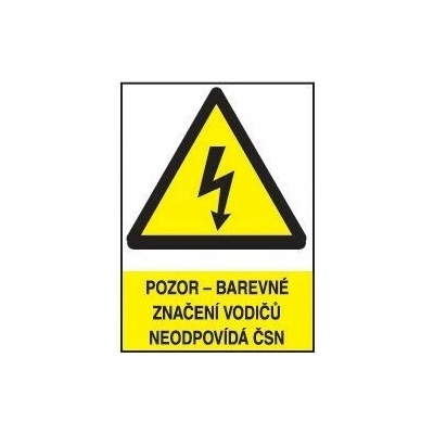 Pozor - barevné značení vodičů neodpovídá ČSN, Fólie A6