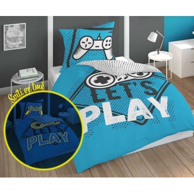 Detexpol Obliečky Play Game blue svietiace Bavlna 140x200 70x80