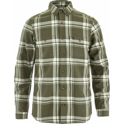 Fjällräven Övik Lite pánská flanelová košile laurel green-chalk white zelená