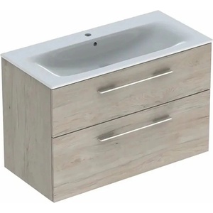 Geberit Комплект висящ шкаф и мивка Geberit Selnova, светъл орех, 2 чекмеджета, 100 см (501.247.00.1)