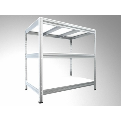 Biedrax Regál do technickej miestnosti 45 x 120 x 90 cm, pozink, 3 police biele lamino 12mm, 200 kg na policu