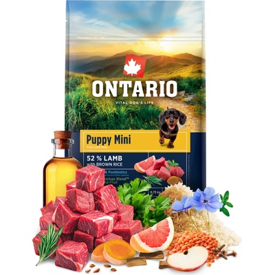 Ontario Puppy Mini Lamb & Brown Rice 0,75 kg