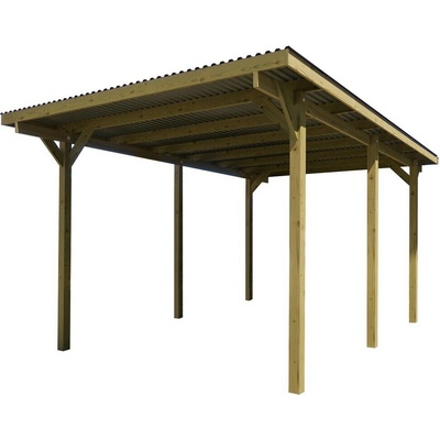 Weka Drevený prístrešok na auto 606 3x5 m sivá 1,2 mm 9 x 9 cm155 kg