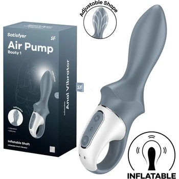 Анален вибратор, надуваема глава и 12 режима, 18, 7см. - Air Pump Booty 1 (SATISFY509)