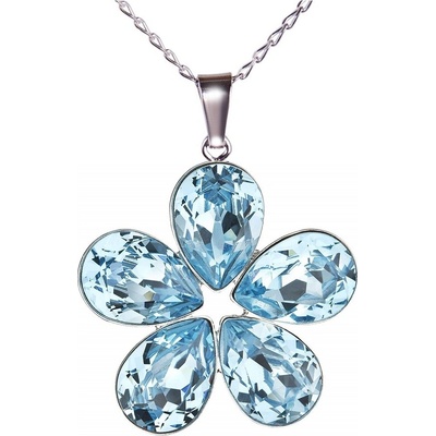 Swarovski Elements Stříbrný náhrdelník modrá kytička (slzička, kapka) 54037.3 Aquamarine (modrá světlá, azurová, nebeská)