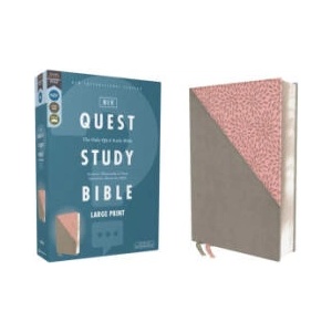 Niv, Quest Study Bible, Large Print, Leathersoft, Gray/Pink, Comfort Print | Christianity Today Intl (ISBN: 9780310465836)