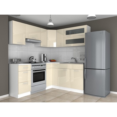 FRONTI Kuchyňská linka TAMARA 360x300 cm Jasmín lesk