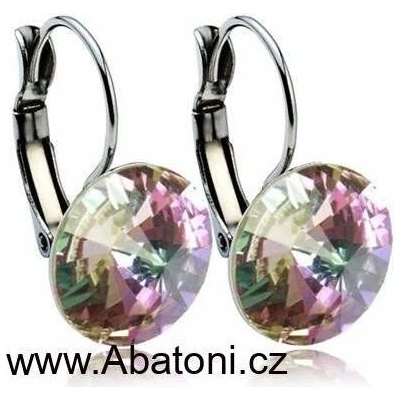 Swarovski Elements Rivoli stříbrné visací fialové kulaté 31106.5 Vitrail Light růžová fialová tyrkysová duhová