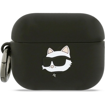 Karl Lagerfeld Силиконов калъф с карабинер за Apple AirPods Pro 3 - Karl Lagerfeld AirPods Pro 3 3D Logo NFT Choupette Head Silicone Case (черен) (KLAP3RUNCHK)